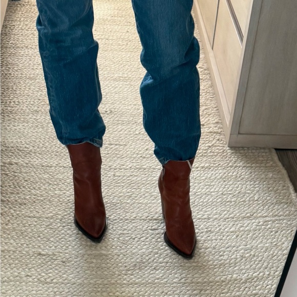 Saint Laurent Theo Raw-edge Ankle Boots in Brown Calfskin Leather - Picture 11 of 13
